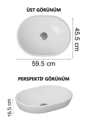 VitrA Metropole Çanak lavabo 5942B003-0016 Oval - 60x46 cm - armatür deliksiz - su taşma deliksiz - beyaz - 1