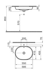 VitrA Metropole Tezgahaltı Lavabo 5942B003-1082 Oval - 60x46 cm - Armatür Deliksiz - Su Taşma Delikli - Beyaz - 4