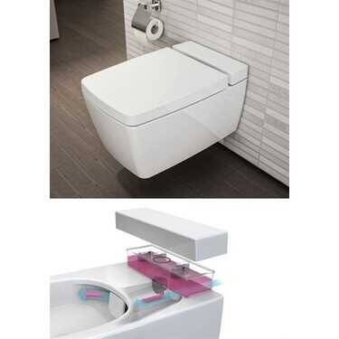 VitrA Metropole Rim-Ex VitrAfresh Entegre Ara Musluklu Asma Klozet ve Kapak Takımı, Beyaz - 4