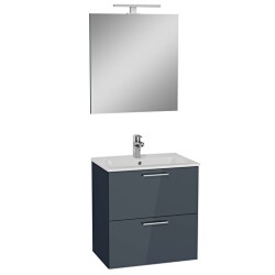 VitrA Mia 75102 Çekmeceli Banyo Dolabı Seti, 60cm, Parlak Antrasit