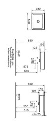 VitrA Nuo Çanak Lavabo 7436B003-0016 Dikdörtgen - Kompakt - 50x38 cm - Armatür Deliksiz - Su Taşma Deliksiz - Beyaz - 3