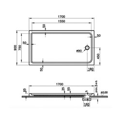 Vitra Optimum Neo 64410002000 Tekne, Monoflat, 170x90 Dikdörtgen, 64410078000 - 2