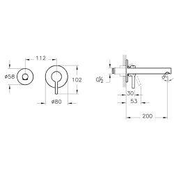 VitrA Origin Ankastre Lavabo Bataryası A42581 Sıva Üstü Grubu - İki Rozetli - Krom - 2