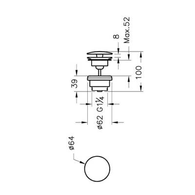 VitrA Lavabo Yuvarlak Süzgeci Universal A4514834 Sabit - Fırçalı Nikel - 2