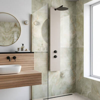 VitrA Origin Duş Sistemi A45806 Masajlı - Bej Cam - Siyah - 2
