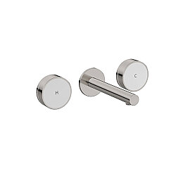 VitrA Origin Aura A4360634 Ankastre Lavabo Bataryası 3 Delikli, Beyaz Cam Kumanda Kollu, Sıva Üstü, Fırçalı Nikel