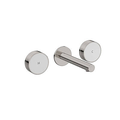 VitrA Origin Aura A4360634 Ankastre Lavabo Bataryası 3 Delikli, Beyaz Cam Kumanda Kollu, Sıva Üstü, Fırçalı Nikel - 1