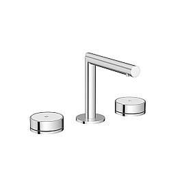 VitrA Origin Aura A43618 Lavabo Bataryası 3 Delikli, Tezgahtan Beyaz Cam Kumanda Kollu, Krom