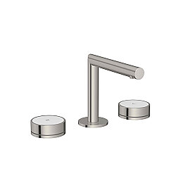 VitrA Origin Aura A4361834 Lavabo Bataryası 3 Delikli, Tezgahtan Beyaz Cam Kumanda Kollu, Fırçalı Nikel