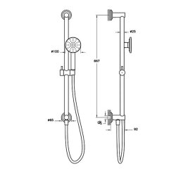 VitrA Origin Classic A45796 Origin Classic 1F Sürgülü El Duşu Takımı, Krom - 2