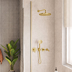 VitrA Origin Classic Ankastre Duş Seti, 8 Parça, Fırçalı Altın 