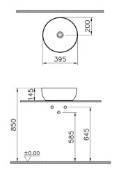 VitrA Outline Çanak Lavabo 5992B403-0016 Yuvarlak - Kompakt - 40x40 cm - Armatür Deliksiz - Su Taşma Deliksiz - Clean - Beyaz - 3
