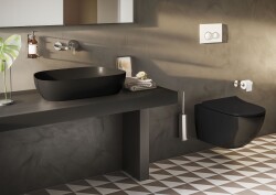 VitrA Outline Çanak Lavabo 5993B483-0016 Tv Shape - 60x41 cm - Armatür Deliksiz - Su Taşma Deliksiz - Clean - Mat Siyah - 2