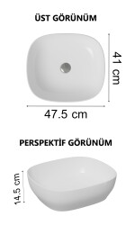 VitrA Outline Çanak Lavabo 5994B403-0016 Dikdörtgen - Kompakt - 45x41 cm - Armatür Deliksiz - Su Taşma Deliksiz - Clean - Beyaz - 4