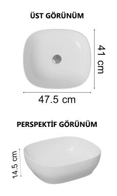 VitrA Outline Çanak Lavabo 5994B403-0016 Dikdörtgen - Kompakt - 45x41 cm - Armatür Deliksiz - Su Taşma Deliksiz - Clean - Beyaz - 4