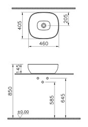VitrA Outline Çanak Lavabo 5994B403-0016 Dikdörtgen - Kompakt - 45x41 cm - Armatür Deliksiz - Su Taşma Deliksiz - Clean - Beyaz - 5