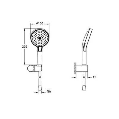 VitrA Prime Round A4592429 3F El Duşu Takımı, Soft Bakır - 2