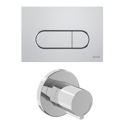 VitrA Root Round 800-2031 Kumanda Paneli ve Stop Valf Seti, Parlak Krom (740-2280, A41461GR)