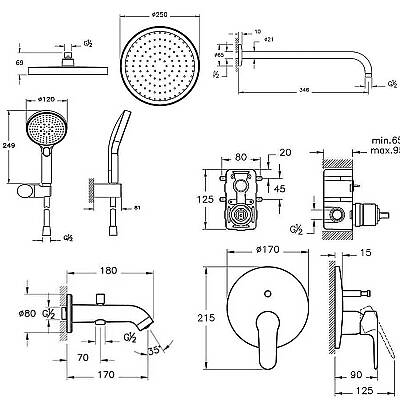 VitrA Root Round Ankastre Duş Banyo Seti, Fırçalı Nikel - 2