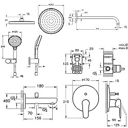 Vitra Root Round Ankastre Duş Banyo Seti, Krom - 2