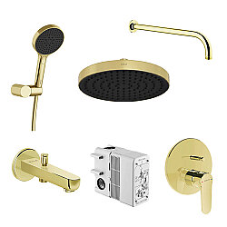 Vitra Root Round Ankastre Duş Banyo Seti, Soft Altın
