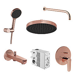 Vitra Root Round Ankastre Duş Banyo Seti, Soft Bakır