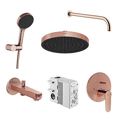 Vitra Root Round Ankastre Duş Banyo Seti, Soft Bakır - 1