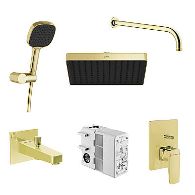 Vitra Root Square Ankastre Duş Banyo Seti, Soft Altın - 1