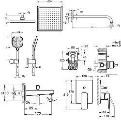 Vitra Root Square Ankastre Duş Banyo Seti, Soft Altın - 2