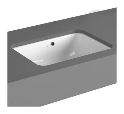 VitrA S20 Tezgahaltı Lavabo 5474B003-0618 Dikdörtgen - Kompakt - 50x37 cm - Armatür Deliksiz - Su Taşma Delikli - Beyaz - 1