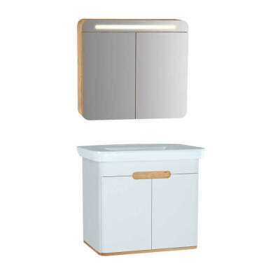 VitrA Sento Aynalı Kapaklı Dolap Seti, Beyaz, 80cm (60785, 60897) - 1