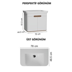 VitrA Sento Kapaklı Lavabo Dolabı 60785, Ayaksız, 80cm, Mat Beyaz - 3