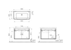 VitrA Sento Kapaklı Lavabo Dolabı 60787, Ayaksız, 100cm, Mat Beyaz - 2