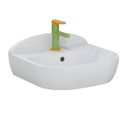 VitrA Sento Kids Lavabo ve Yarım Ayak Seti,45 CM, Beyaz Mavi - 2