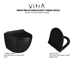 VitrA Sento Rim-Ex Asma Klozet ve Slim Soft Kapak Takımı - Siyah