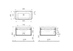 VitrA Sento Tek Çekmeceli Lavabo Dolabı 60814, Ayaksız, 100cm, Mat Beyaz - 2