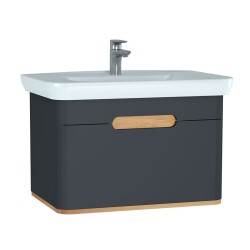 VitrA Sento Tek Çekmeceli Lavabo Dolabı 60819, Ayaksız, 80cm, Mat Antrasit