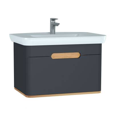 VitrA Sento Tek Çekmeceli Lavabo Dolabı 60819, Ayaksız, 80cm, Mat Antrasit - 1