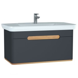 VitrA Sento Tek Çekmeceli Lavabo Dolabı 60820, Ayaksız, 100cm, Mat Antrasit