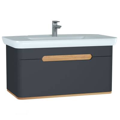 VitrA Sento Tek Çekmeceli Lavabo Dolabı 60820, Ayaksız, 100cm, Mat Antrasit - 1