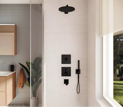 VitrA Suit Mekanik Ankastre Elduşlu Banyo/Duş Seti,8 Parça, Parlak Siyah - 1