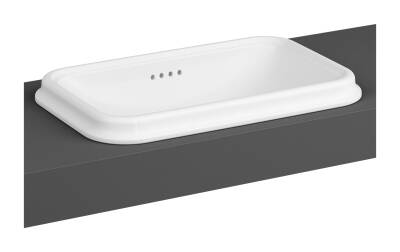 VitrA Valarte Tezgahüstü lavabo 7800B003-0012 Dikdörtgen - 60x37 cm - armatür deliksiz - su taşma delikli - beyaz - 1