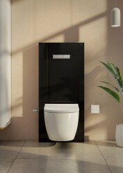 VitrA Vitrus Duvar Önü Cam Rezervuar 770-5771-01 Stop Valfli - 3/6 L - Siyah - 2