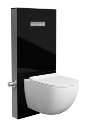 VitrA Vitrus Duvar Önü Cam Rezervuar 770-5771-02 asma klozetler için - stop valfli - siyah - 2 - 5/4 L - 1