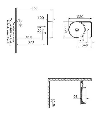 VitrA Voyage Tezgahüstü lavabo 7229B403-0016 40x53 cm - armatür deliksiz - su taşma deliksiz - Clean - beyaz - 4