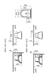 VitrA Zentrum Asma bide 5797L003-0288 50 cm - tek armatür delikli - su taşma delikli - yanlardan deliksiz - beyaz - 2