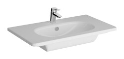 VitrA Zentrum Etajerli Lavabo 7793B003-0001 Dikdörtgen - 80x46 cm - Tek Armatür Delikli - Su Taşma Delikli - Beyaz