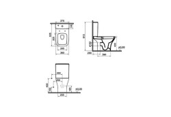 VitrA Zentrum Square Takım klozet 7489L003-0088 SmoothFlush - arkası açık - 63 cm - taharet borulu - beyaz - 2