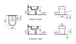 VitrA Zentrum Yerden bide 5796L003-0288 Duvara tam dayalı - 52 cm - tek armatür delikli - su taşma delikli - yanlardan deliksiz - beyaz - 3
