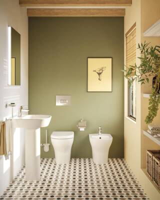 VitrA Zentrum Yerden bide 5796L003-0290 Duvara tam dayalı - 52 cm - tek armatür delikli - su taşma delikli - yanlardan delikli - beyaz - 2